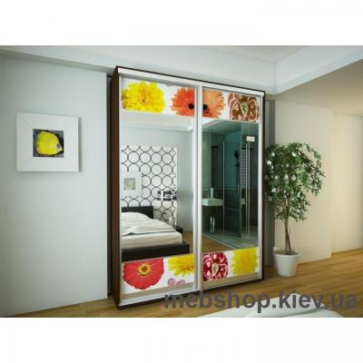 Купить Шкаф-купе Эконом №10 (зеркало вставки фотопечать, глубина 600 мм). Фото