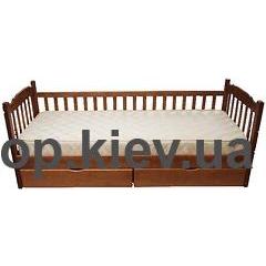 Кровать Юниор (сосна) с одним забором + ящики Микс Мебель