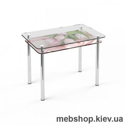 Обідній стіл скляний ESCADO S5 верх прозорий; низ нанесення малюнку, візерунку, фотодруку або заливка кольором