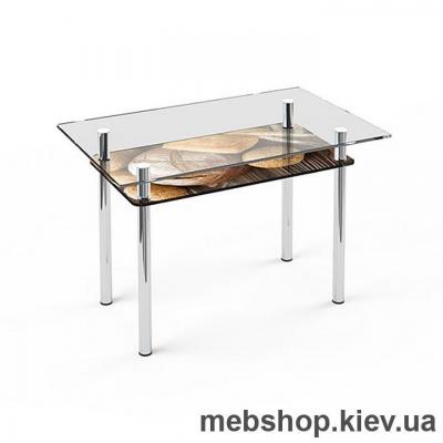 Купить Обеденный стол стеклянный ESCADO S6 верх прозрачный; низ нанесение рисунка, узора, фотопечати или заливка цветом. Фото