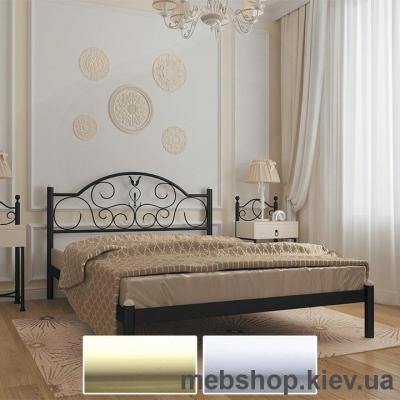 Купить Кровать металлическая Анжелика цвет бежевый; белый бархат (Металл-Дизайн). Фото
