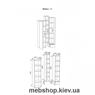 Модульная стенка FLASHNIKA Мокос-5 (Бетон/Нимфея Альба)