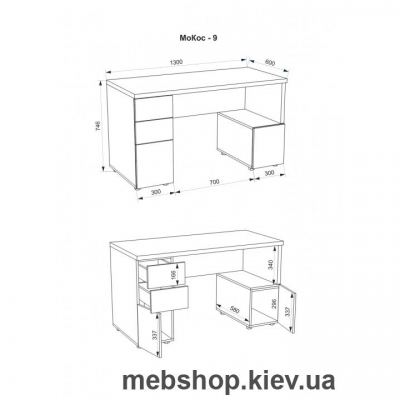 Компьютерный стол FLASHNIKA Мокос-9 (Бетон/Нимфея Альба)