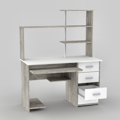 Компьютерный стол - LED 33 (Нимфея Альба/Бетон)