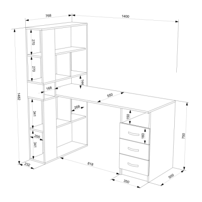 Комп'ютерний стіл FLASHNIKA LED 48 (1400мм x 768мм x 1482мм)