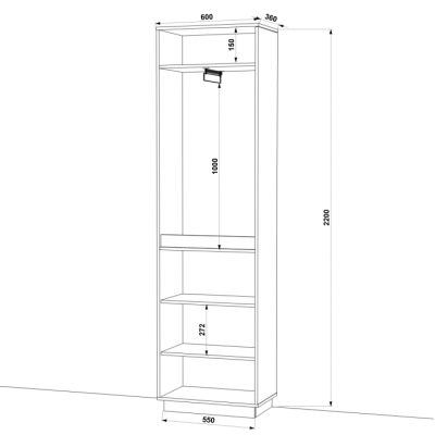 Шафа розпашна FLASHNIKA HOLD №7 (600мм x 380мм x 2200мм)