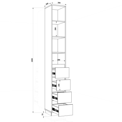 Шафа розпашна FLASHNIKA HOLD №4 (300мм x 380мм x 2200мм)