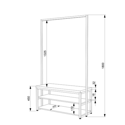 Передпокій Лофт FLASHNIKA ПЛ-10 (600мм x 450мм x 1800мм)