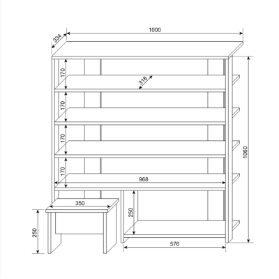 Тумба для взуття FLASHNIKA ТДВ-38 (1000мм x 334мм x 1060мм)