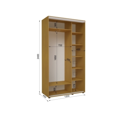 Шафа-купе FLASHNIKA Економ №18 D-450 (двері фотодрук) (1200мм x 450мм x 2400мм)