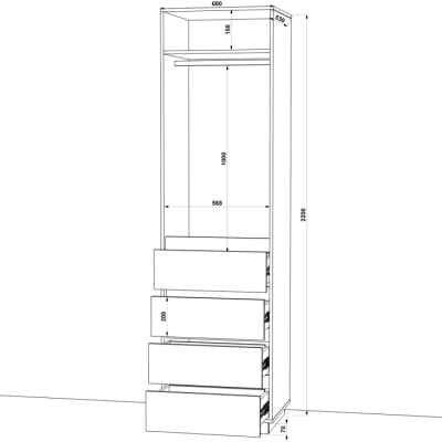 Шафа розпашна FLASHNIKA HOLD №34d (600мм x 550мм x 2200мм)