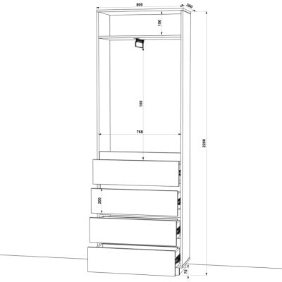 Шафа розпашна FLASHNIKA HOLD №10d (800мм x 380мм x 2200мм)