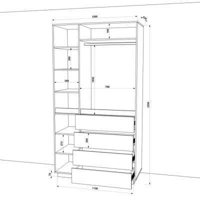 Шафа розпашна FLASHNIKA HOLD №41d (1200мм x 550мм x 2200мм)