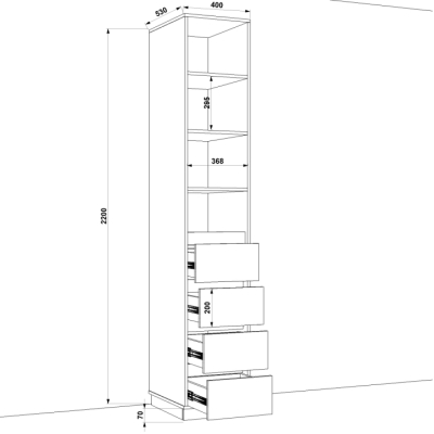 Шафа розпашна FLASHNIKA HOLD №26d (400мм x 550мм x 2200мм)