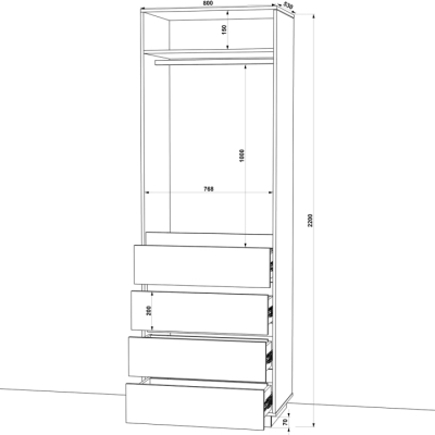 Шафа розпашна FLASHNIKA HOLD №35d (800мм x 550мм x 2200мм)