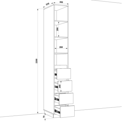 Шафа розпашна FLASHNIKA HOLD №25d (300мм x 550мм x 2200мм)