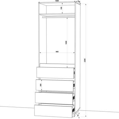 Шафа розпашна FLASHNIKA HOLD №36d (1000мм x 550мм x 2200мм)