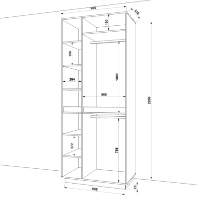 Шафа розпашна FLASHNIKA HOLD №37d (900мм x 550мм x 2200мм)