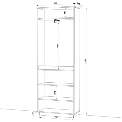 Шафа розпашна FLASHNIKA HOLD №8d (800мм x 380мм x 2200мм)