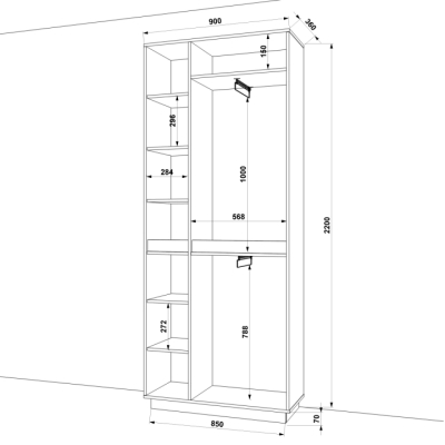 Шафа розпашна FLASHNIKA HOLD №11d (900мм x 380мм x 2200мм)