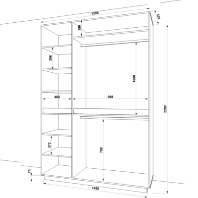 Шафа розпашна FLASHNIKA HOLD №39d (1500мм x 550мм x 2200мм)