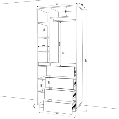 Шафа розпашна FLASHNIKA HOLD №40d (900мм x 550мм x 2200мм)