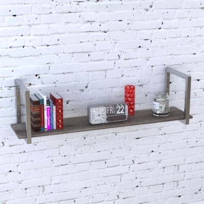 Полка PL-1-18 Loft Design Дуб Палена 112 см Серебристый
