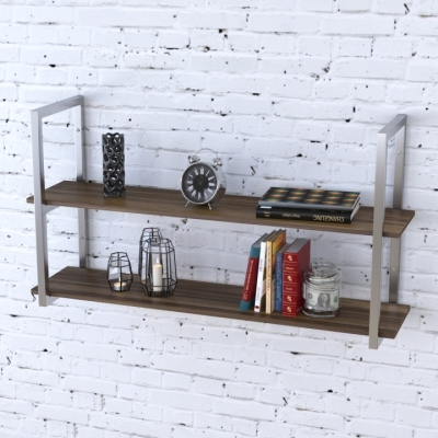 Полка PL-2-18 Loft Design Орех Модена 112 см Серебристый