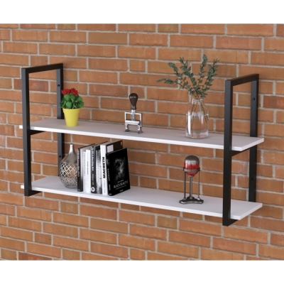 Полка PL-2-18 Loft Design Белый 112 см Черный