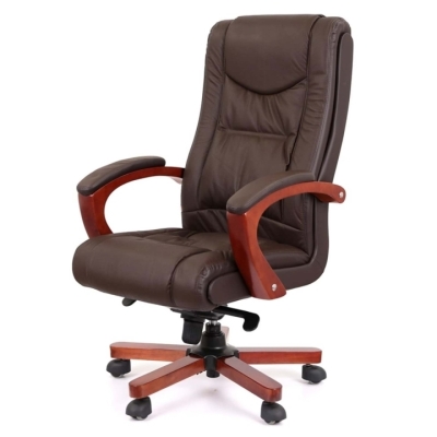 Кресло АКЛАС Артур EX MB (Кожа LC-K Dark brown/PU Dark brown)