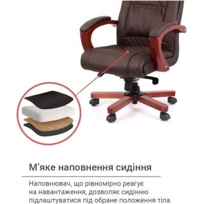 Кресло АКЛАС Артур EX MB (Кожа LC-K Dark brown/PU Dark brown)