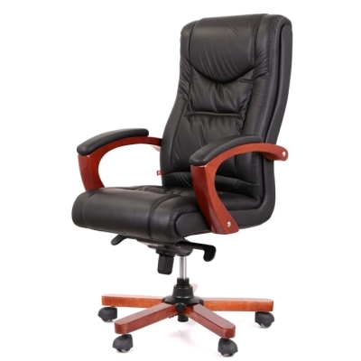 Кресло АКЛАС Артур EX MB (Кожа LC-A Black/PU Black)