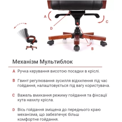 Кресло АКЛАС Артур EX MB (Кожа LC-A Black/PU Black)