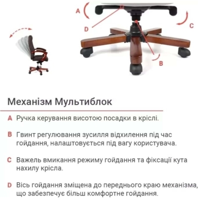 Кресло офисное АКЛАС Атлант EX MB (Кожа LC-K Dark brown/PU Dark brown)