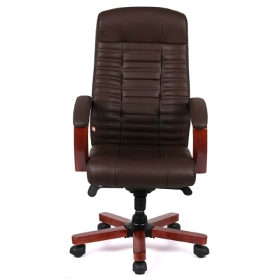 Кресло офисное АКЛАС Атлант EX MB (Кожа LC-K Dark brown/PU Dark brown)