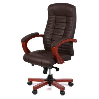 Кресло офисное АКЛАС Атлант EX MB (Кожа LC-K Dark brown/PU Dark brown)