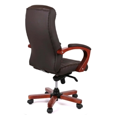 Кресло офисное АКЛАС Атлант EX MB (Кожа LC-K Dark brown/PU Dark brown)