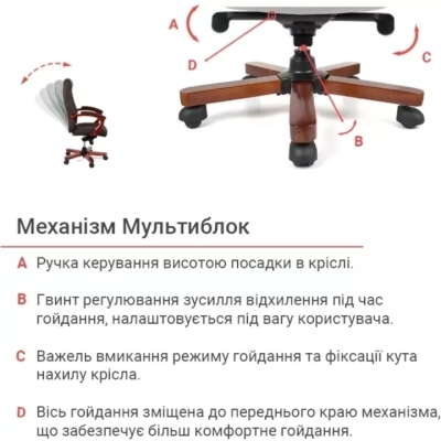 Кресло АКЛАС Атлант EX MB (Кожа LC-K Dark brown/PU Dark brown)