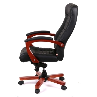 Кресло АКЛАС Атлант EX MB (Кожа LC-A Black/PU Black)