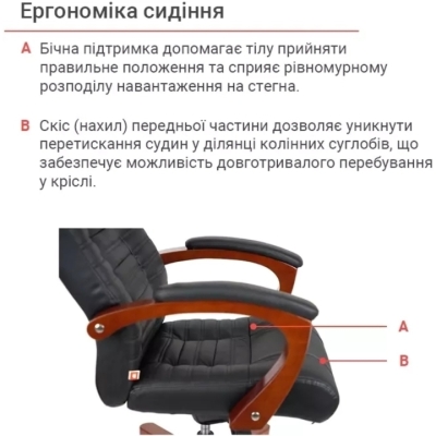 Кресло АКЛАС Атлант EX MB (Кожа LC-A Black/PU Black)