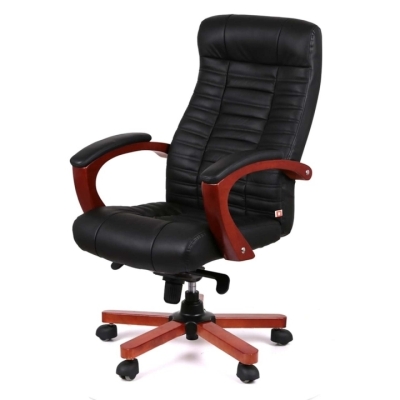 Кресло АКЛАС Атлант EX MB (Кожа LC-A Black/PU Black)