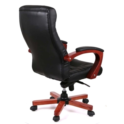 Кресло офисное АКЛАС Атлант EX MB (Кожа LC-A Black/PU Black)