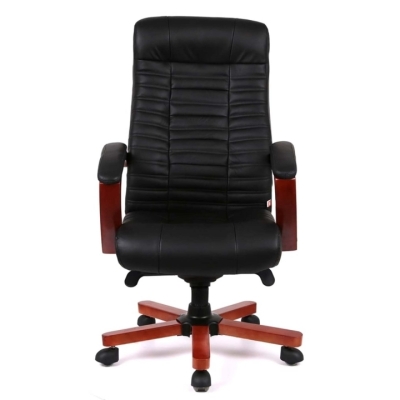 Кресло офисное АКЛАС Атлант EX MB (Кожа LC-A Black/PU Black)