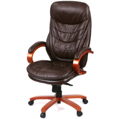 Кресло АКЛАС Валенсия Soft EX MB (Кожа LC-K Dark brown/PU Dark brown)