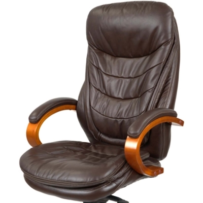 Кресло АКЛАС Валенсия Soft EX MB (Кожа LC-K Dark brown/PU Dark brown)