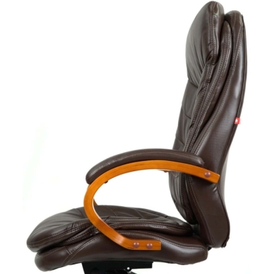 Кресло АКЛАС Валенсия Soft EX MB (Кожа LC-K Dark brown/PU Dark brown)