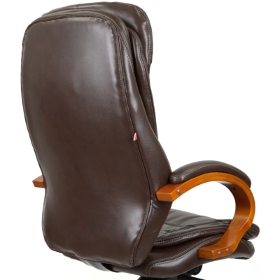 Кресло АКЛАС Валенсия Soft EX MB (Кожа LC-K Dark brown/PU Dark brown)