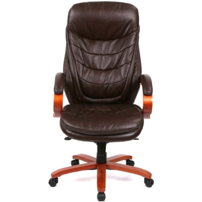 Кресло АКЛАС Валенсия Soft EX MB (Кожа LC-K Dark brown/PU Dark brown)