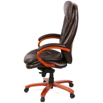 Кресло АКЛАС Валенсия Soft EX MB (Кожа LC-K Dark brown/PU Dark brown)