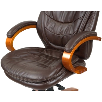 Кресло АКЛАС Валенсия Soft EX MB (Кожа LC-K Dark brown/PU Dark brown)